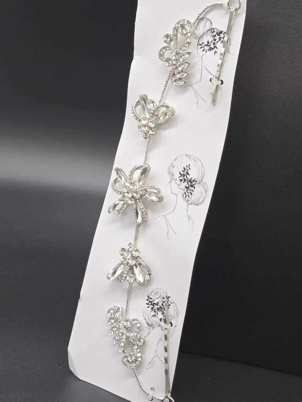 Silver Crystal Floral Hair Vine